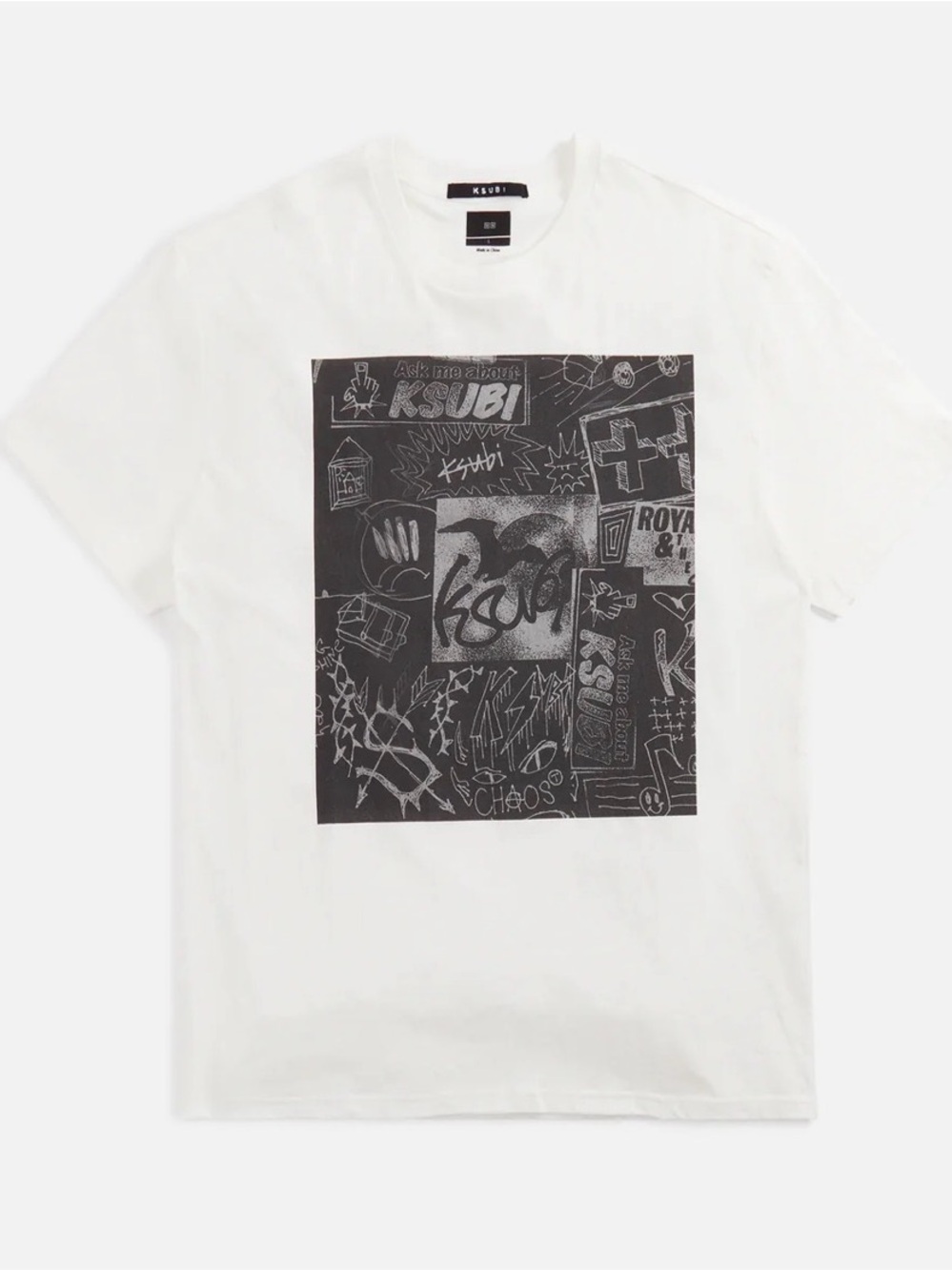 NWOT Ksubi White Graphic Crewneck T-Shirt Sz M Mash Up Biggie Tee